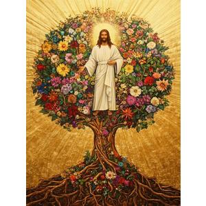 Pavemlo 5D Diamond Art Kits for Adults Tree of Life, Full Drill Diamond Art Jesus Pictures Paint with Diamonds, DIY Cross Stitch Jewel Art Rhinestone Craft for Home Wall Decor 12x16 Inch