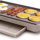 GreenPan Advanced 10.5x 20 Electric Griddle with Warming Drawer, Healthy Ceramic Nonstick PFAS-Free Coating, Temperature Control, Easy and Versatile Countertop Meals, Dishwasher Safe, Clay