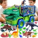 22 in 1 Toddler T-rex Dinosaur Truck Toy Set for Kids Boys 3-5 5-7, Tyrannosaurus Carrier Transport Truck with 18 Jurassic Dino Figures, Birthday Toy for Boys Girls 3 4 5 6 7 Years Old