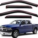 WV194109 Extra Durable In-Channel Wind Deflector Visor Rain Guard, Fit 2009-2018 Dodge Ram 1500 Crew Cab, 2010-2025 Ram 2500 & 3500 Crew & Mega Cab, 2019-2024 Ram 1500 Classic Crew Cab, Smoke, 4-Pcs