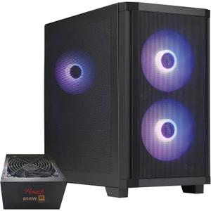 Rosewill FBM-X3 Black Micro ATX Mid Tower Case - Full Mesh Panel, High Airflow Design, 3X PWM ARGB Fans, Pre-Installed 650W 80+ Gold PSU