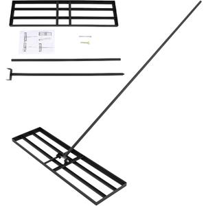 Lawn Leveling Rake Lawn Leveler with 68.89" Handle 35.8 x 9.8 Ground Plate Rust-Resistant Steel Soil Leveler Effort Saving Leve Yard Tool for Grass, Golf Field, Dirt Ground Surfaces (Black)