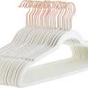 Amazon Basics Slim, Velvet, Non-Slip Suit Clothes Hangers, Ivory/Rose Gold - Pack of 30