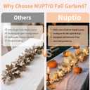 NUPTIO Fall Leaves Garland with Lights: 6Ft Autumn Maple Leaf Garlands for Thanksgiving Harvest Halloween - Fall Decor 40 LED 8-Mode Lights with Remote Timer for Mantle Fireplace Porch Table