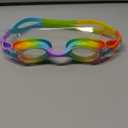 Prismdive Swimming goggles, rainbow and pink purple colors, adjustable strap, anti fog goggles (color1)