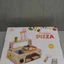 WOODMAM Wooden Pizza Toy - 48 PCS Montessori Pretend Play Food for Ages 3+, Educational Learning Toy Wooden Playset with Bake Oven, Christmas Birthday Gift for 3 4 5 6 Year Old