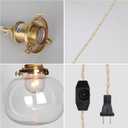 Plug in Glass Pendant Light with Dimmable Switch 4.72" Vintage Hanging Pendant Light Fixtures for Bedside Dining Room Foyer, Brass
