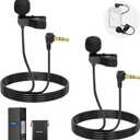 NEEWER Mini Lavalier Microphone (2 Pack), 6.6ft/2m Clip On Wired Condenser Lapel Mic with 3.5mm TRS Plug, Compatible with DJI Mic 2, Rode Wireless Go II, NEEWER CM28 CM31 Camera, LM5