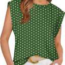 WIHOLL Cap Sleeve Tops for Women Summer Top Basic Tee Shirts Business Casual Tank Loose Fit 2026 Fashion, XL, Green Polka Dots