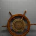 Deco 79 Wood Sail Boat Ship wheel Wall Clock, 30" x 4" x 30", Gold