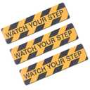 Qingluan Watch Your Step Floor Decals Stickers, 3 Pieces 6 x 24 Inch, Warning Adhesive Tape, Abrasive Anti-Slip, Indoor/Outdoor Stickers