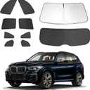10PCS Windshield Sun Shade Set Custom Fit for 2019 2020 2021 2022 2023 2024 2025 BMW X5 Accessories Foldable Sunshade Side Rear Window Shade Cover Full Set Privacy Protection Keeps Car Cool