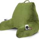 Nestl Reading Pillow with Shredded Memory Foam, Designed for Sitting Up in Bed and Couch, Back and Arms Adjustable Support for Adult & Teens Backrest Pillows for Reading, Washable Cover, Calla Green