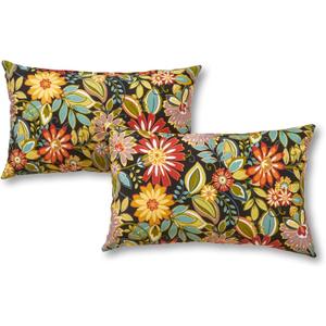 Greendale Home Fashions Outdoor 19x12 inch Rectangle Decorative Throw Pillow, 2-Pack, Bloom 2 Count