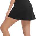 Women's Mini Tennis Dress with Shorts & Pockets Summer Golf Athletic Dresses Built-in Bra Basic Cami Slips 2-in-1 (Black, XL)