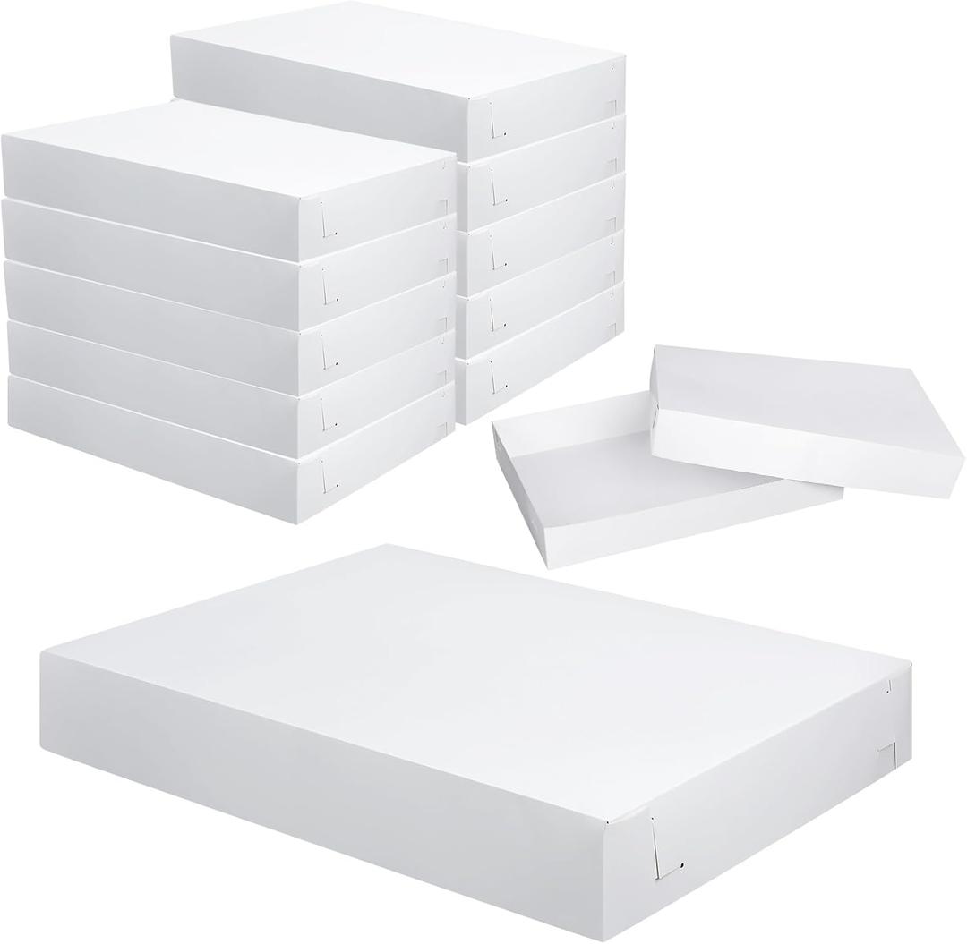 12 Pack Full Sheet Cake Box 26 x 18 x 4 Inch Non Window Bakery Tray Full Sheet Cup Cake Box for Party Bread Display Kitchen Bakery Home Birthday (White)