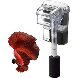 Quiet Hang on Aquarium Filter for Betta, Slim HOB Fish Tank Filter for 3-10 Gal Planted Aquariums & Aquascaping with 1 Pre-Filter Sponge Adjustable Flow250L/H