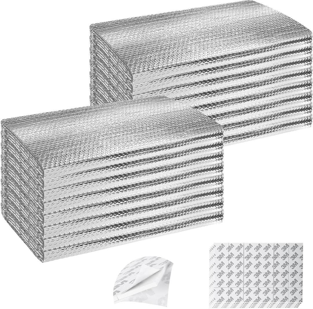 Garage Door Insulation Kit - 16P Double Bubble Window Heat Panels, 6MM 20.5"x54" Reflective Aluminum Foil Summer/Winter Barrier Sheets With Adhesive 120 Tapes for Garage Attic Wall