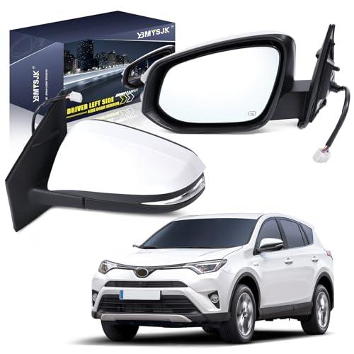 YBMYSJK Driver Side Power Door Mirror Compatible with Toyota RAV4 2013 2014 2015, With Heated Turn Signal Light, Manual Folding White 7 Pin