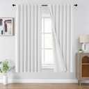 CUCRAF Blackout Curtains 54 Inches Length 2 Panels Set, Rod Pocket and Back Tab Window Curtain, Thermal Insulated Darkening Drapes for Bedroom Living Room (W52 x L54 Inch,White)