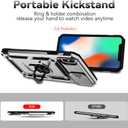 2 x Hitaoyou for iPhone Xs Max Case with Camera Cover & Kickstand Military Grade Shockproof Heavy Duty Protective Magnetic Case for iPhone Xs Max 6.5'' Silver