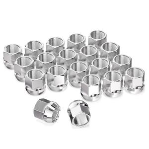 GAsupply M12x1.25 Short Open End Lug Nuts, 0.8" 21mm Tall, 3/4" 19mm Hex, Conical Seat 60 Degree Bulge Acor Chrome Nuts, 20 Pcs (Silver)