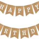 Happy Birthday Bannner, Pre-Strung Burlap Bannner, Happy Birthday Sign for Birthday Party Decorations