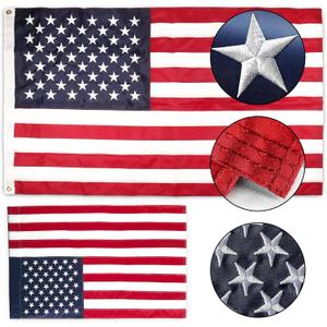 Ameri-ca Flag Heavy-Duty US Flag for Outside, with Embroidered Stars Reinforced Nylon USA Flag for Indoor Outdoor Decor