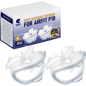 AirFit P10 Nasal Pillow Cushion (Medium - 2 Pack)  Soft Silicone CPAP Mask Nose Pillow with Tube Frame Assembly - Light Weight Nasal Pillow CPAP for Better Sleep
