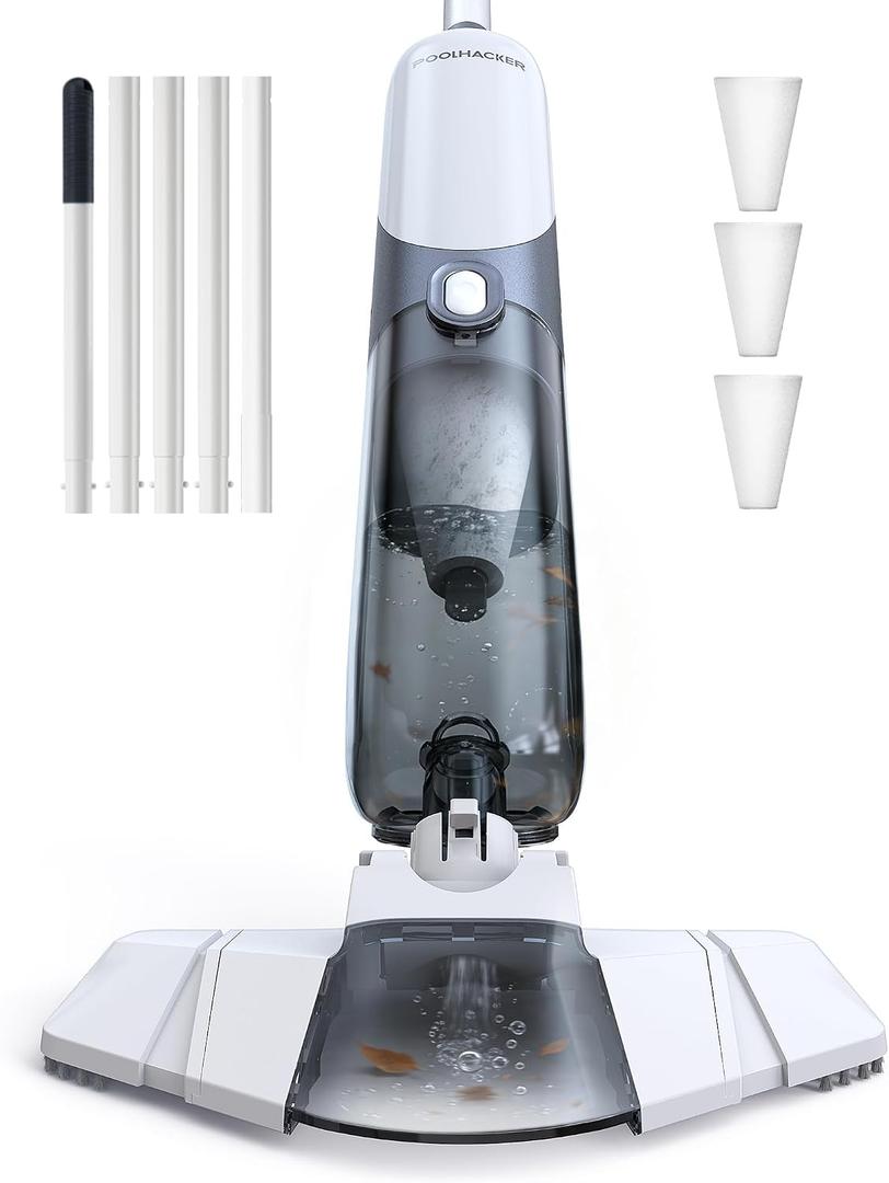 [Patent] POOLHACKER Cordless Handheld Pool Vacuum for Above Ground Pool & Inground Pools, Pool Vacuum Cleaner Flexible Head for Curved, 18.5 GPM Strong Suction, 1-Click Debris Emptying, Rechargeable