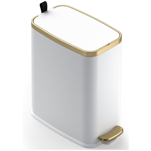 CEROELDA Small Bathroom Trash Can with Lid Soft Close-5L/1.3 Gal Stainless Steel Garbage Can-Step Pedal Wastebasket Slim Trash Bin for Office, Bedroom, Toilet, Live Room-White