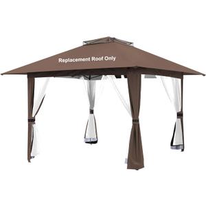 Brown Gazebo Cover Compatible with Crown ASIN: B09KLV8VXW, B0BKP85H6L, B0BKV6BGV2, B0BKP84WCB, B09KLVPSQF, B0BKPVRS53 Gazebo Frame.(Replacement Roof Only,Frame and Netting NOT Included)