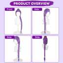 Long Purple Braid Wig, 24 Inch Purple Clip-In Ponytail Wig, Synthetic Braided Ponytail Extension, Pre-Styled Mermaid Hair for Cosplay & Halloween