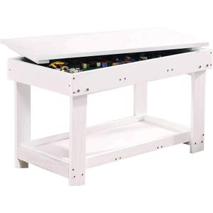 YouHi Kids Activity Table with Board and Storage for Bricks Activity Play Table (White Double Table), Big