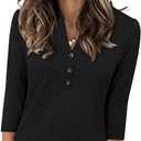 JomeDesign Womens Tops 3/4 Sleeve V Neck Shirts Dressy Casual Tunic Blouses Summer Tees (L)