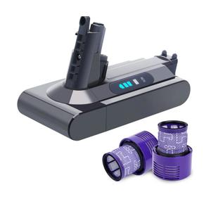 Biswaye Upgraded 25.2V 5.0Ah V10 Replacement Battery Compatible with Dyson Cyclone V10 SV12, V10 Animal, V10 Absolute, V10 Allergy Cordless Vacuum Batteries, Comes with 2 Filters