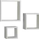 MELANNCO Floating Square Cube Shelves, for Bedroom, Living Room, Bathroom, Kitchen, Nursery, Set of 3, White, 3 Count