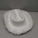 Zodaca White Cowboy Hat for Men and Women with Feathers, Western Felt Fluffy Cowgirl Hat for Costume, Dress Up Birthday, Bachelorette, and Bachelor Party Accessories