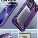 ATATOO for iPhone 17 Case, Built-in Card Holder (Store 3-5 Cards) & Slide Camera Cover & RFID Blocking, Military Grade Protection, Hard Wallet Phone Cover Case for iPhone 17 6.3" 2025, Dark Purple