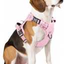 Timos Dog Harness, 3 Snap Buckles No-Pull Soft Padded Dog Vest with 2 Metal Leash Clips, Adjustable Reflective No Choke Pet Harness with Easy Control Handle for Medium Dogs,Pale Pink,M (Medium (Pack of 1))