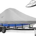 Wake Tower Boat Cover, Wakeboard Tower Boat Cover - 900D Marine Heavy Duty Waterproof Boat Cover, Fits Fits V Hull Runabout Ski-Boats, 23-25ft, Gray