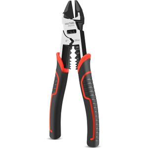 HAUTMEC 8" Diagonal Cutting Pliers, 4 in 1 Multifunction Side Cutters Pliers with Pro-High Leverage, CRV Steel Heavy Duty Wire Diagonal Cutters for Electricians, Mechanics & DIY, HT0272-PL