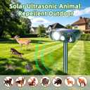 4 Pack Solar Ultrasonic Animal Repellent Outdoor,Squirrel Racoon Fortress Pro Deer Repellent Cat Deterrent Dog Repeller Waterproof with Strobe Light - Keep Rabbits,Skunks Away from Garden Yard Farm