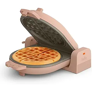 bella FlipnStore Waffle Maker with EverGood™ Ceramic Nonstick Coating, Fitsanywhere™ Kitchenware, Power Indicator Light, Cool Touch Handle & Cord Wrap, 7” Wide & 1" Deep Plates, 1000 Watt, Blossom