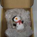 2'' Miniature glass figurine, Hand Blown Glass Art, Handmade Creative Collectibles and Gifts, Snowman with Headphones - Cas3