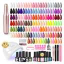PHOENIXY 53 Pcs Gel Nail Polish Kit with U V Light Nail Drill, 35 Colors Gel Nail Kit Pink 5Pcs Glossy Matte Glitter Gold Silver Top Base Coat for DIY Home Manicure Gift Sets for Women