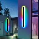 Widened 2 Pack Modern RGB Outdoor Wall Light, 48inch 10 Colors Dimmable LED Wall Mount Sconces, 41W, IP65 Waterproof, Long Linear Garage Lighting Fixtures for Garden, Yard, House