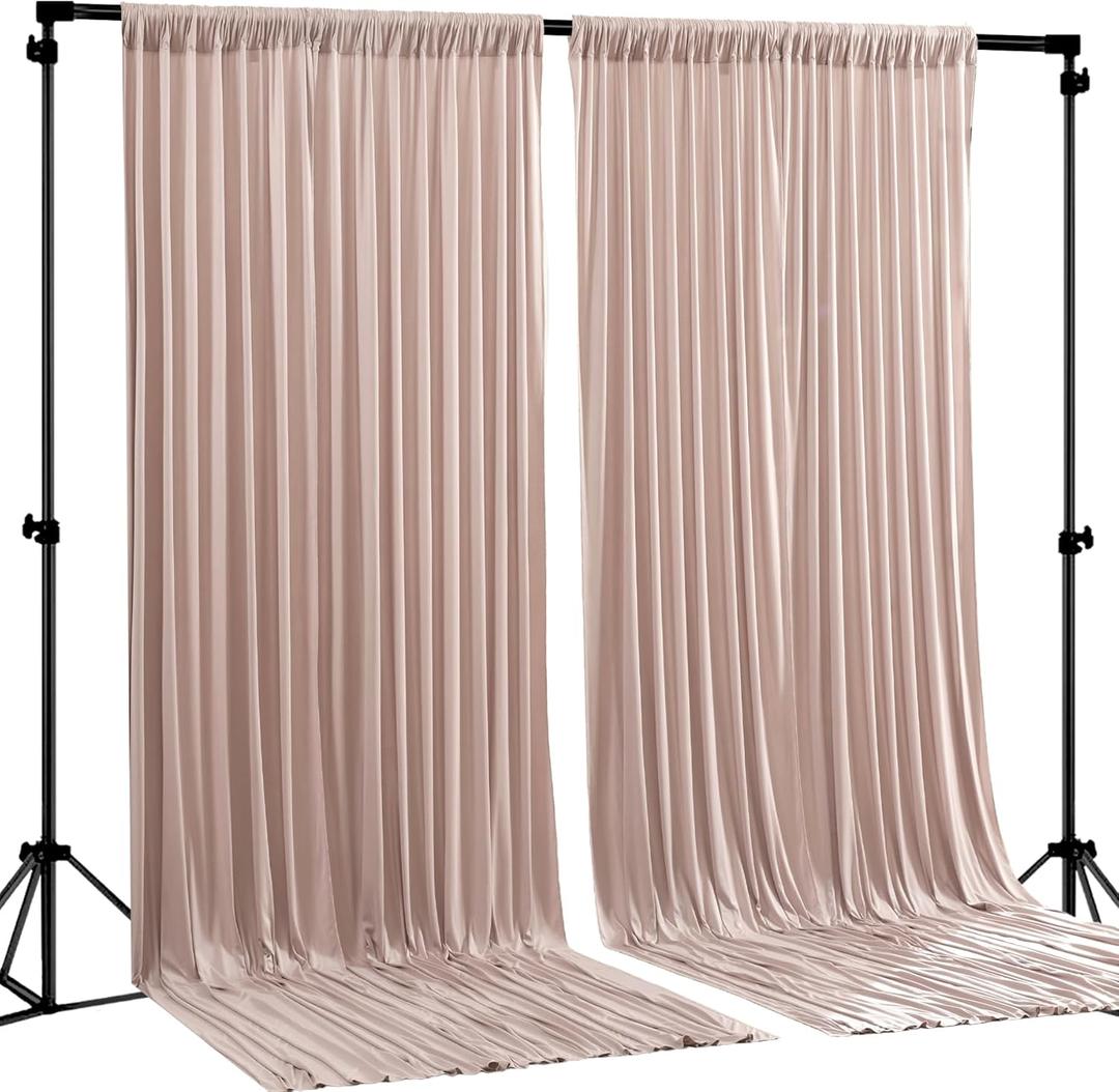 Nude Blush Backdrop Curtains-Wrinkle-Free Polyester Photography Drapes Party Curtain Background for Baby Shower Wedding Decorations- 8 X10FT
