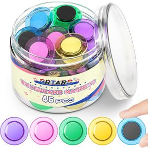 Grtard 45 Pcs Magnets for Whiteboard, Round Refrigerator Magnets Fridge Magnets Whiteboard Magnets, Dry Board Decorative Magnets Teacher Supplies for School, Home, Office (Colorful, 3cm/1.18 inch) (Colors)