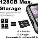 MP3 Player with 128GB TF Card, Bluetooth 5.4 Lossless Sound Audio Player, 2" Touch Screen Portable Music Player with Speaker, Voice Recorder Digital Cameras (with Camera, Black, 2")